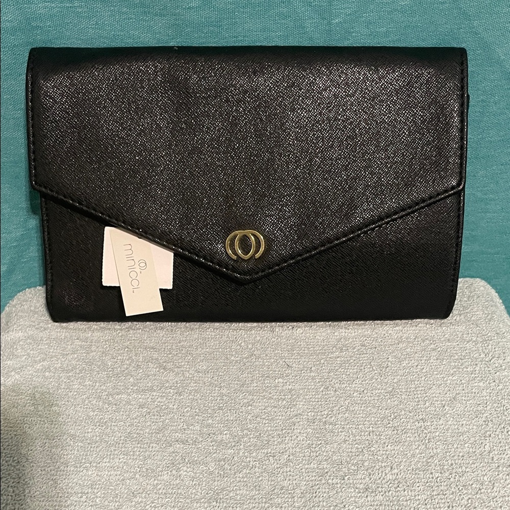 Minicci Elegant Black Clutch with Gold Accent